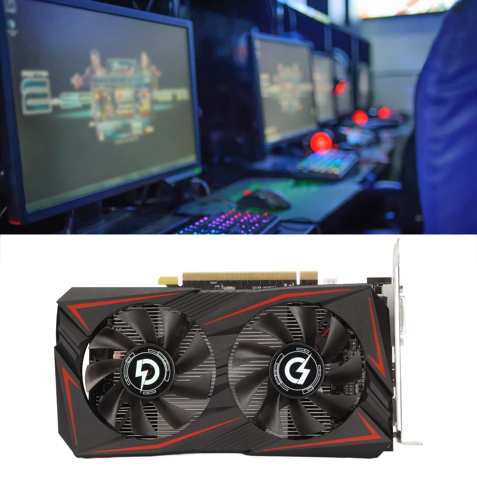 Septpenta Scheda Grafica RX550 4G, Frequenza 1071/6000 MHz GDDR5 128 Bit Sistema di Raffreddamento a Doppia Ventola Scheda Grafica Desktop, Interfaccia HDMI DVI DP per Computer