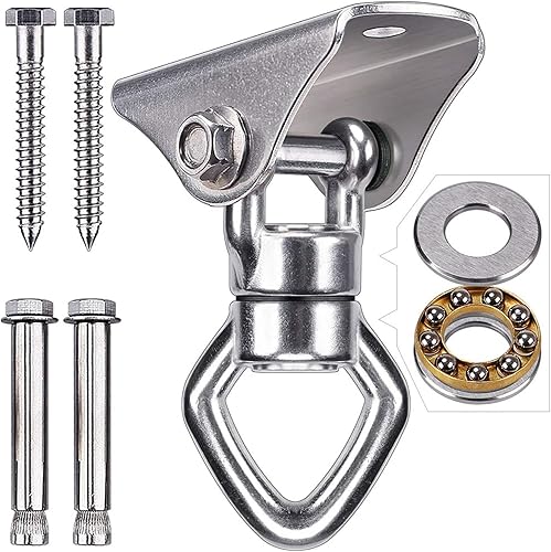 Miniatura 12 de BeneLabel Percha de Columpio con Rodamiento Giratorio de Capacidad de 800 Libras Soporte de Montaje en Techo de Acero Inoxidable Kit Colgante para