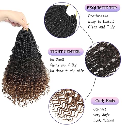 Vista 281 de Goddess Box Braids Crochet Hair With Curly Ends 18 Inch Bohomian Box Braids Crochet Braids 8 Packs 3X Crochet Braids Synthetic Braiding Hair 1B-4-30