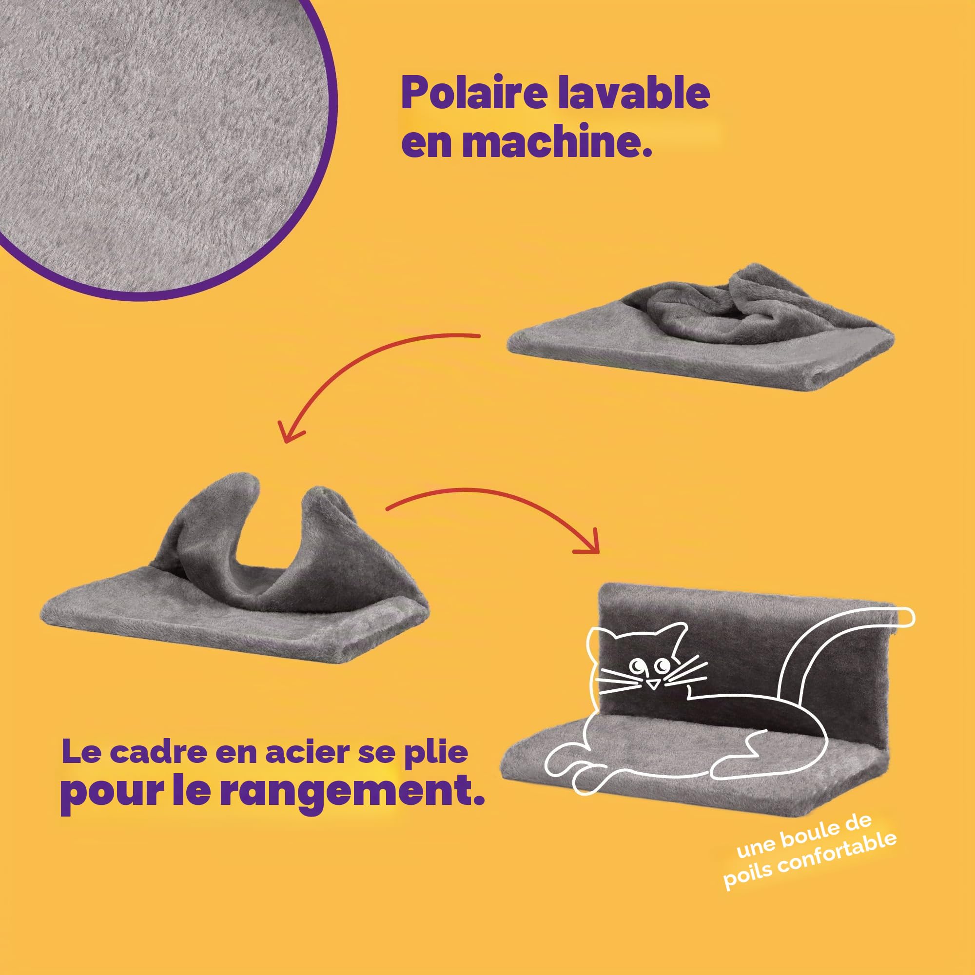 Petlicity® Lit de radiateur à suspendre pour chat et chien, chaud et confortable . Solide et durable. Avec housse lavable en machine et châssis pliable pour un rangement facile