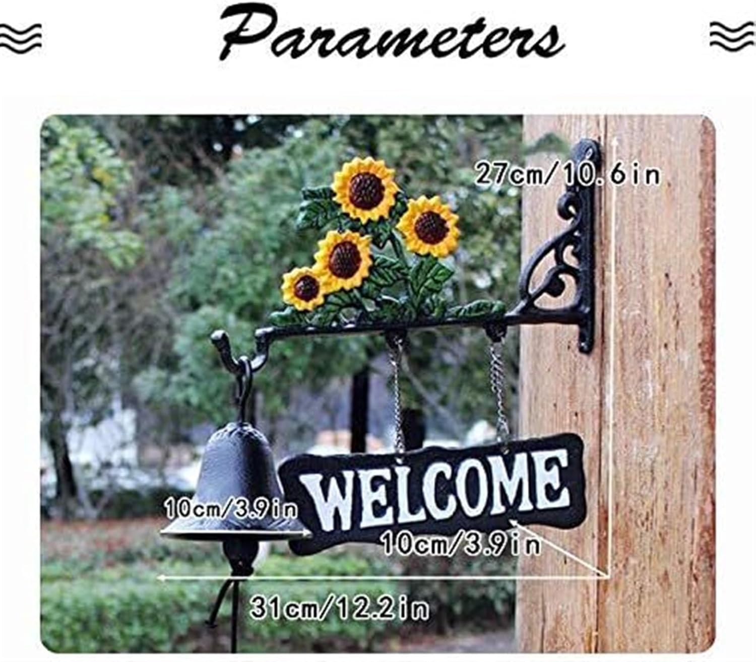 Cast Iron Dinner Bell Cast Iron Wall Hanging Bell Heavy Duty Cast Iron Wall Bell-Indoor & Outdoor Wall Dinner Bell-Classic Sculpture for Garden,Patio,Villa,Cafe,Cast Iron Bell