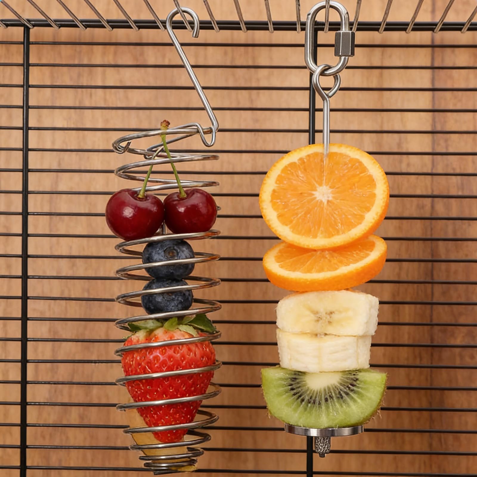 Millet Holder for Bird Cage, Bird Foraging Toy Feeder for Parrots Parakeet Cockatiel, Stainless Steel Bird Treat Holder and Fruit Vegetable Food Basket, Bird Cage Accessories for Play - image 5