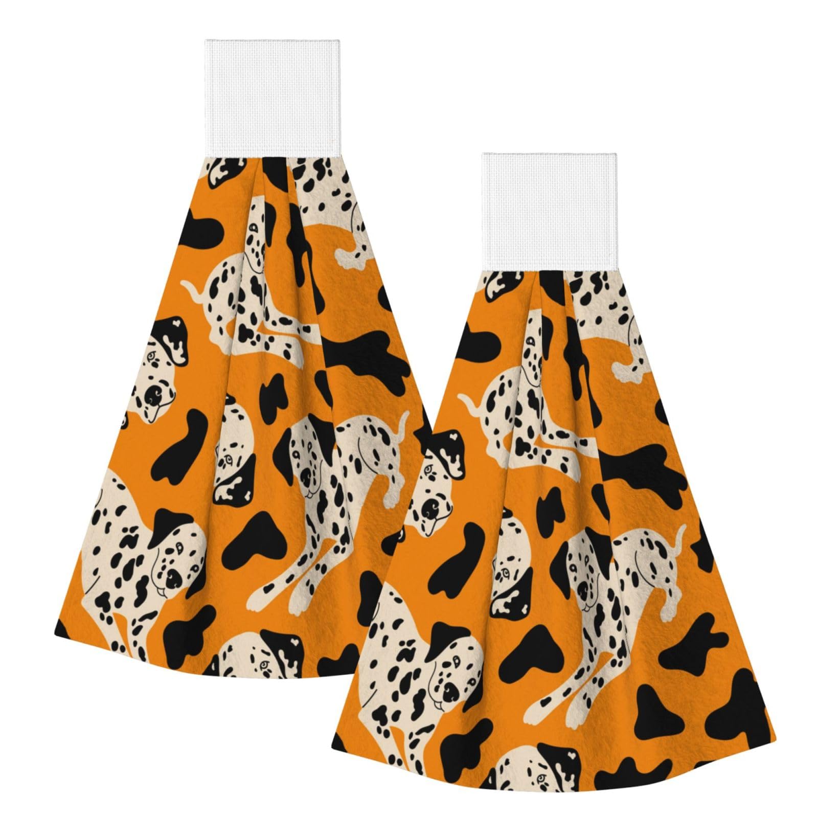 DOPKLNA Cute Dalmatians Dog, 2 Pcs Hanging Coral Fiber Hand Towels for Bathroom, Absorbent Kitchen Towels