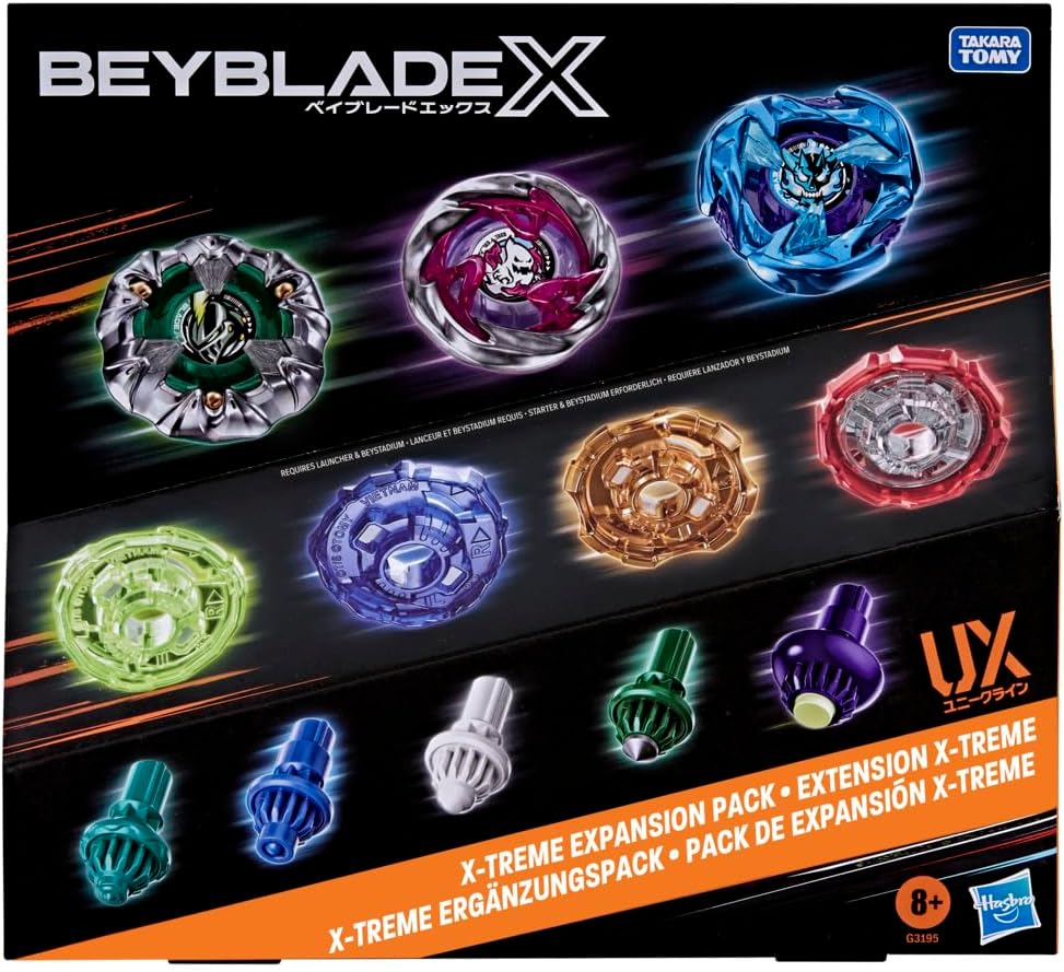BEY BLADE X X-Treme Expansion Pack, 3 Blades, 4 Ratchets, 5 Bits, Battling Tops Game Toys, Ages 8+