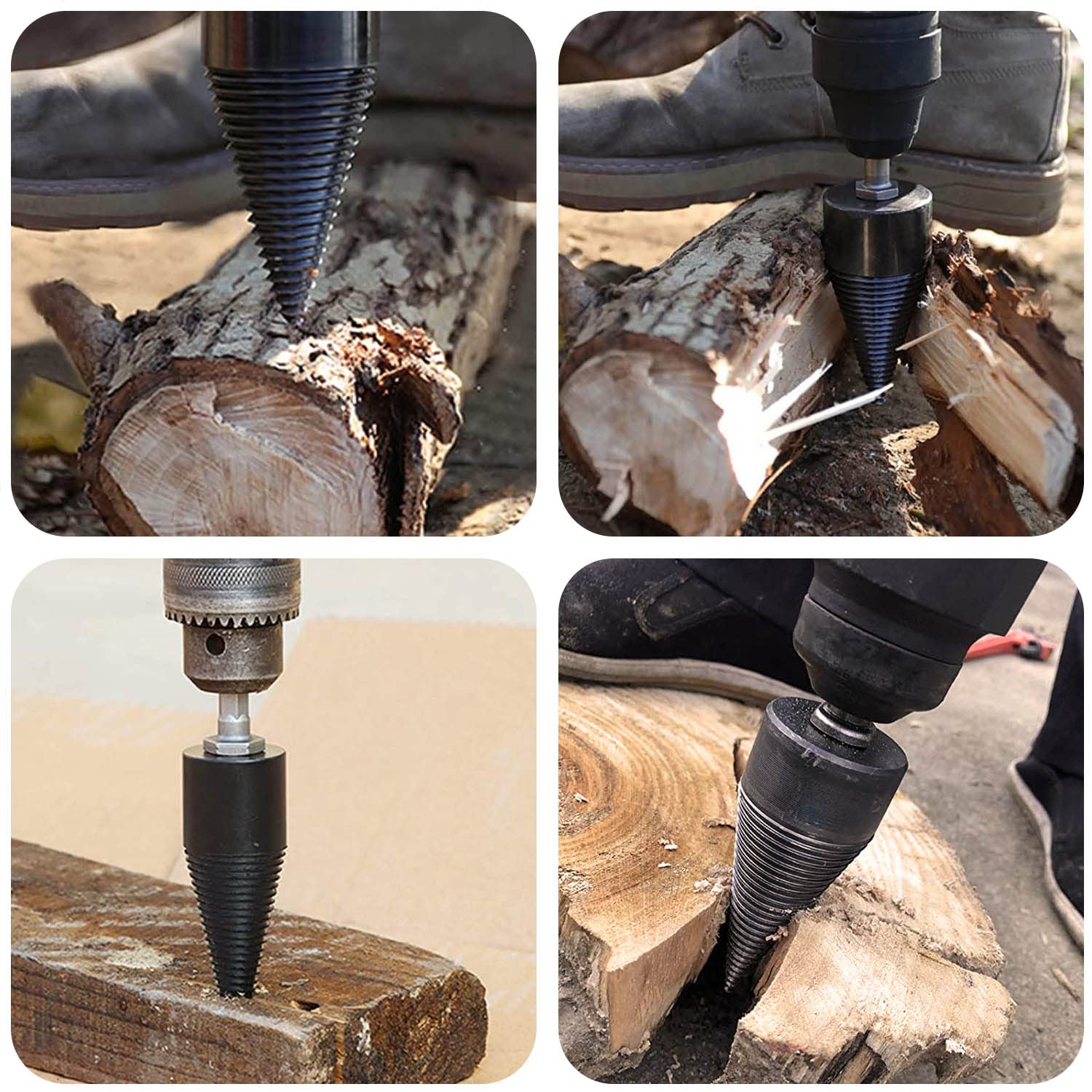 Spaccalegna a vite 42 mm con 3 maniglie, coni per legno