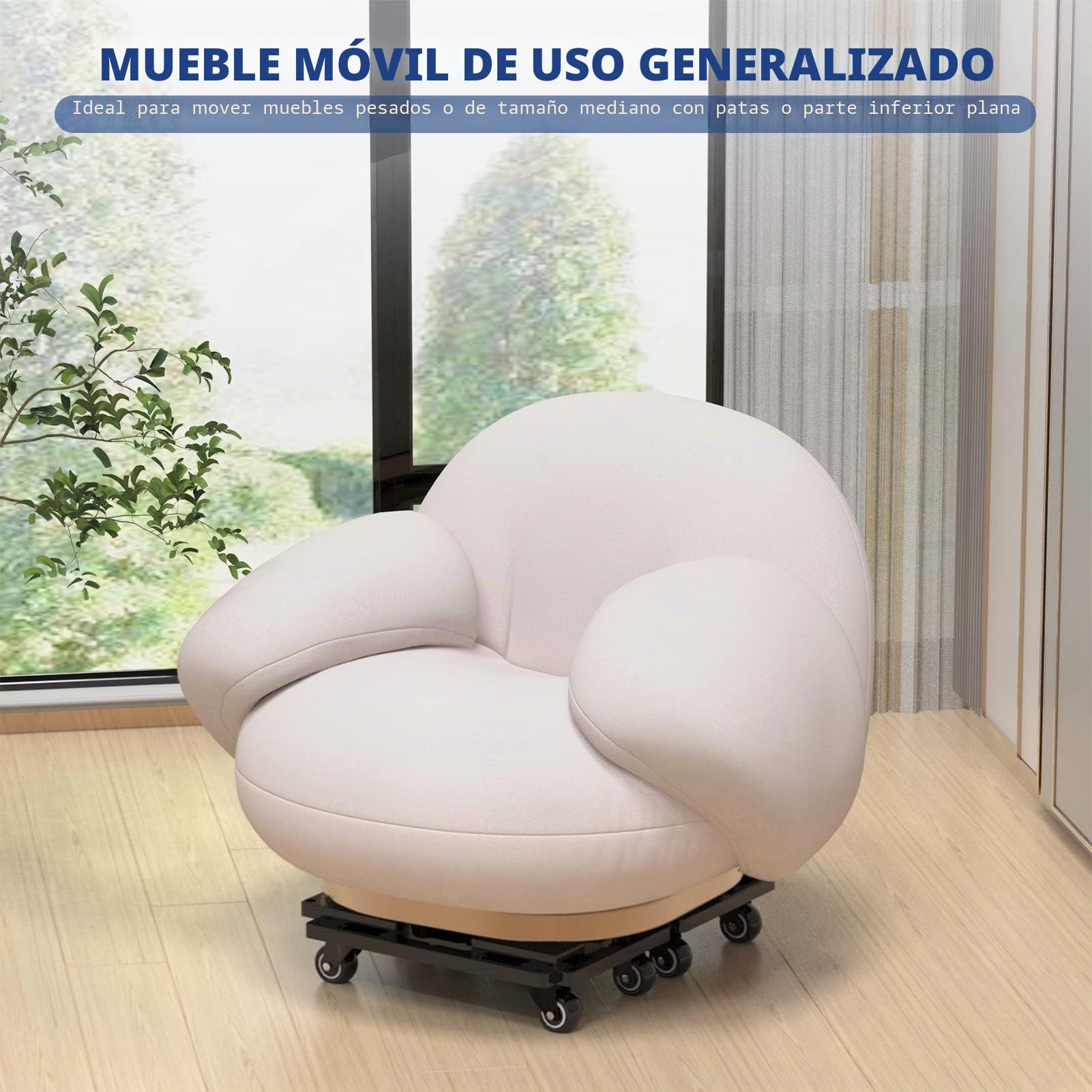 Ronlap Muebles móviles para Muebles, mudanzas de Muebles con Ruedas, Rodillos móviles portátiles para Muebles Pesados, pequeñas y Planas con 8 Cuerdas, Capacidad de 800 KG, Paquete de 4, Negro