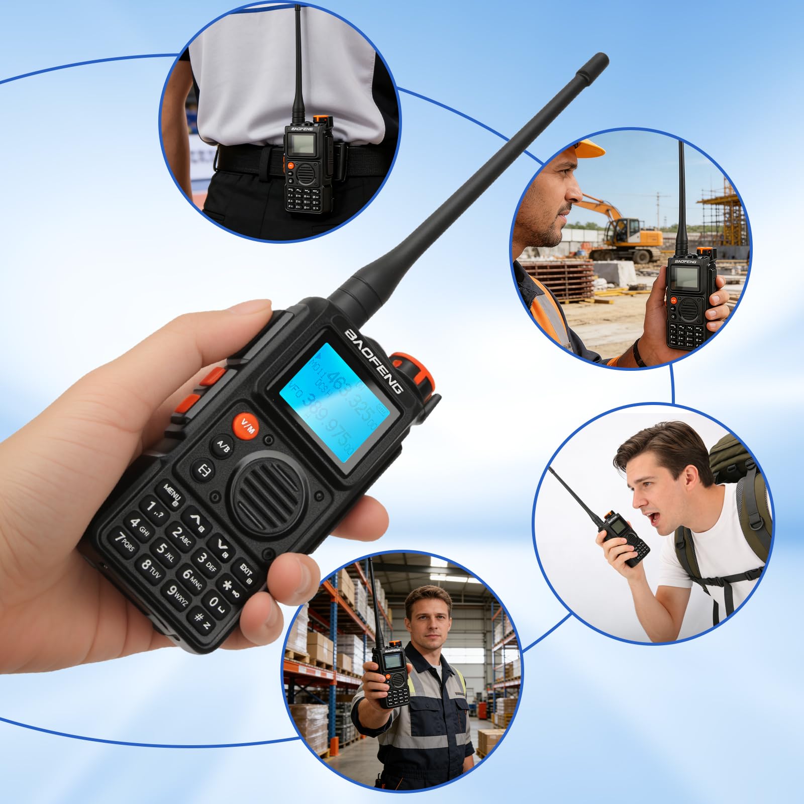 EU-K6 Walkie Talkie - Multi-Band Two Way Radio with Air Band Monitor, FM Radio, 2600mAh Type-C Battery, 8W High Power, VOX Hands-Free, SOS Emergency Alert, Weather Alert, for Camping Hiking & Work — view 7