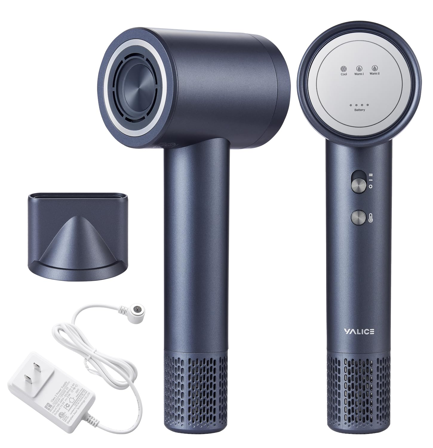 Photo 1 of 15000mAh Cordless Hair Dryer Rechargeable with Digital Screen, Travel Hair Dryer with Magnetic Nozzle, 4 Mode Portable Hair Blow Dryers for Women Kids Outdoor Camping Beaches, Gray
