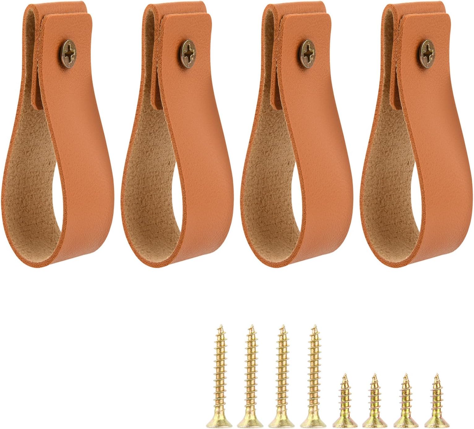 2-Pack PU Leather Wall Hooks 1x4.7" - Brown Leather Strap Hangers For Towels & Decor