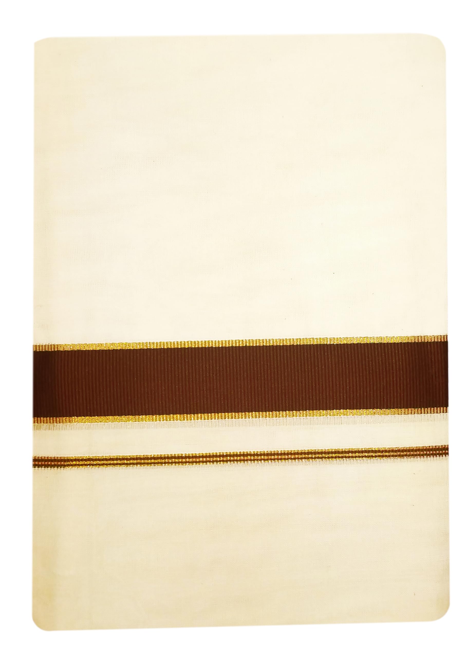 yettalan Mens Gold Jari with Color Canal Border 100% Cotton Cream Dhoti 4.00 Meters Double Mundu/Vesti (STUNNING RUST)-picture-49