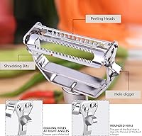 Vista 3 de ReNext Multifunction Stainless Steel Julienne Peeler Vegetable Peeler Double Planing Grater Kitchen Accessories Cooking Tools