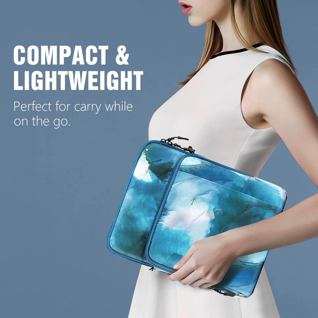 TiMOVO 13.3-14 Inch Laptop Sleeve Carrying Bag with Pockets for iPad Air 13 Inch 2024,iPad Pro 13 Inch 2024,MacBook Air 2022-2018,MacBook Pro M2/M2/M1 Pro/M1 Max,Galaxy Tab S9+/S8+ 12.4",Peacock Cloud Peacock Blue 13.3-14 Inch image 7 of 13 B0B7HJ52XF