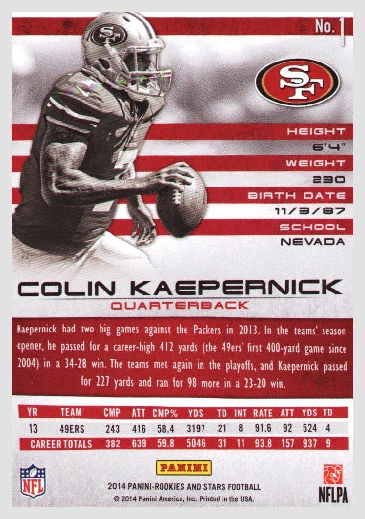 2014 Rookies and Stars #1 Colin Kaepernick NFL Football Trading Card