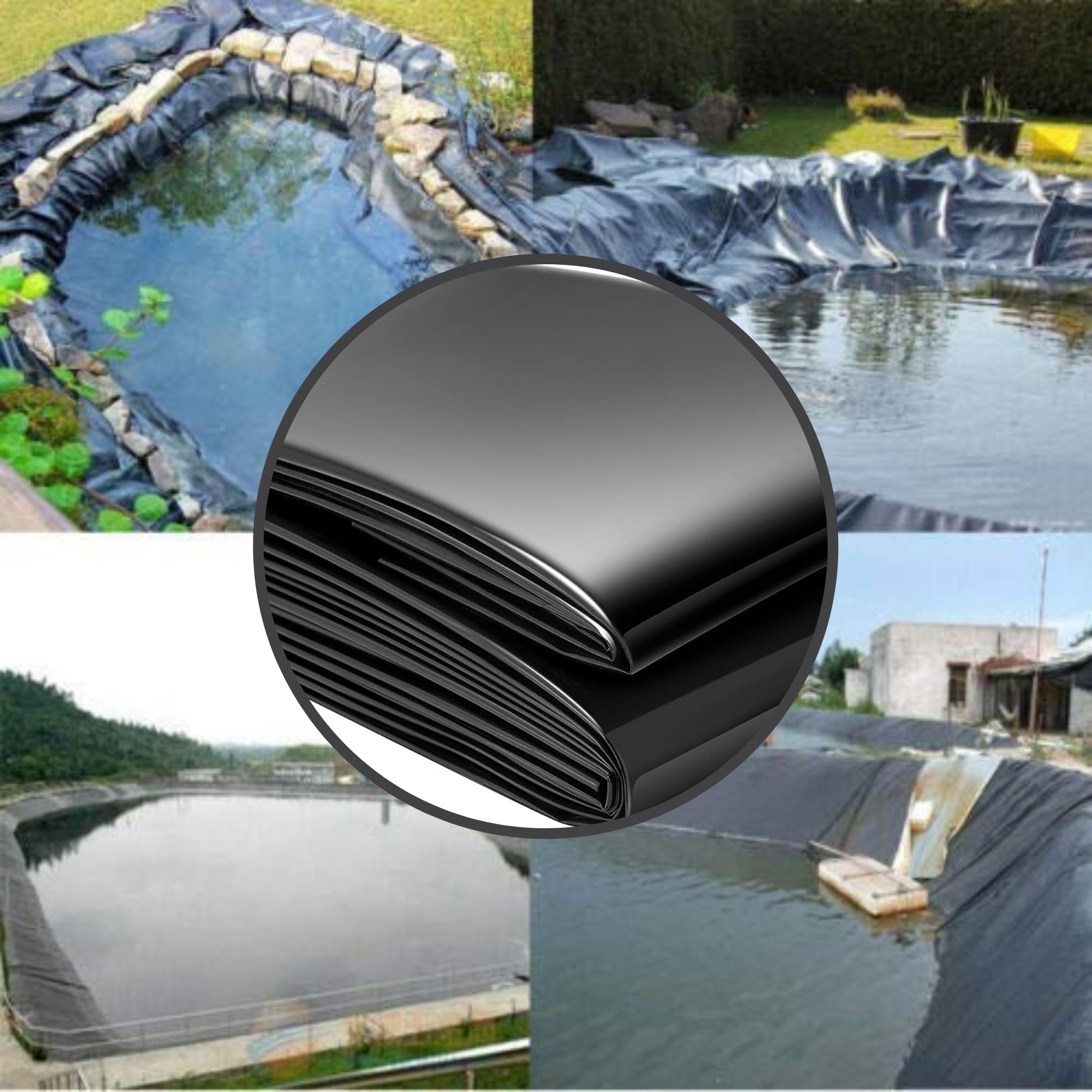 Singhal 350 Micron HDPE Pond Liner Sheet Geomembrane Sheet 3ft x 20ft, Heavy Duty Small Garden Backyard Waterfall Lilly Ponds Lining Fabric (Black) 3