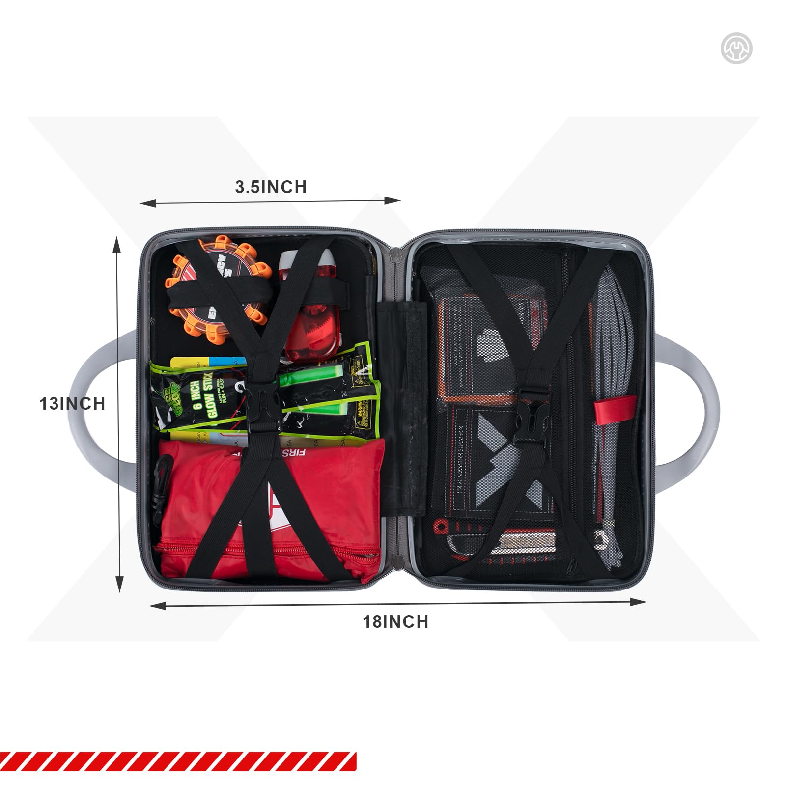 Kitgo Kit di emergenza per auto, accessori di alta qualità con cavi di collegamento, torcia, pala, set di cacciaviti, kit di sicurezza per auto, sopravvivenza, camion, camper e molto altro ancora