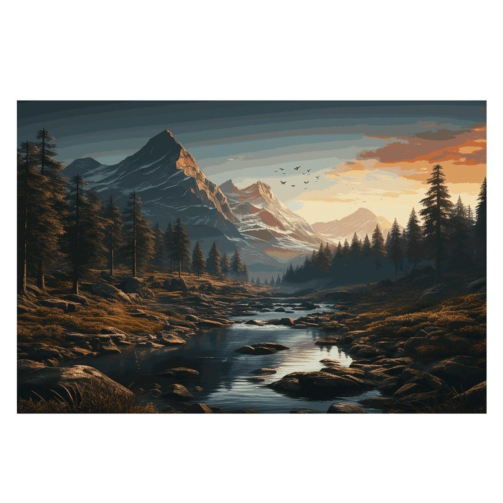 Wilderness Placemats Flax Place Mats for Dining Table Rectangle Non-Slip Table Mats Heat Resistant Washable Placemat for Kitchen Home Decor Party Outdoor 12" X 18"