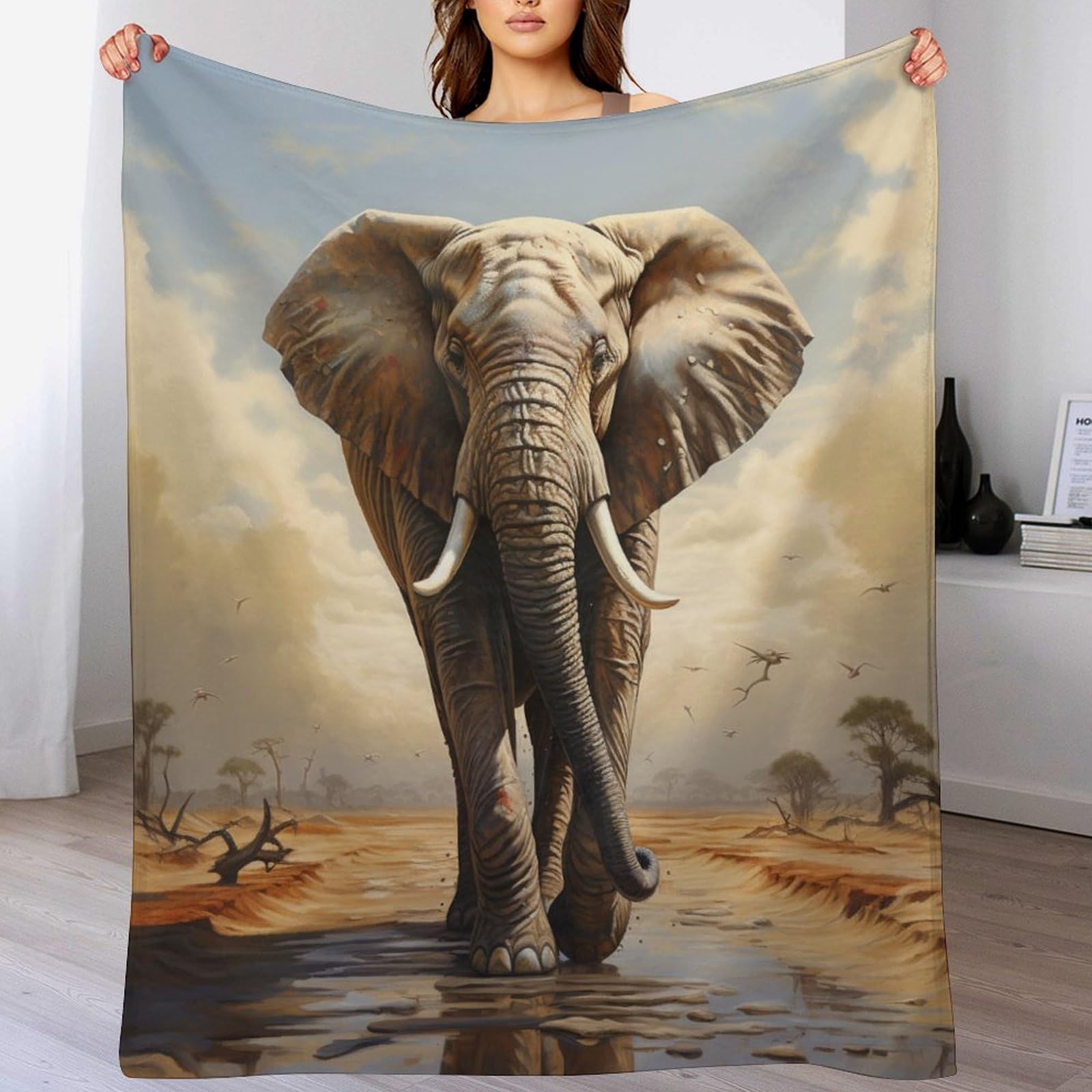 Couverture de lit flannel éléphant chaude quatre saisons jeté de canapé douce