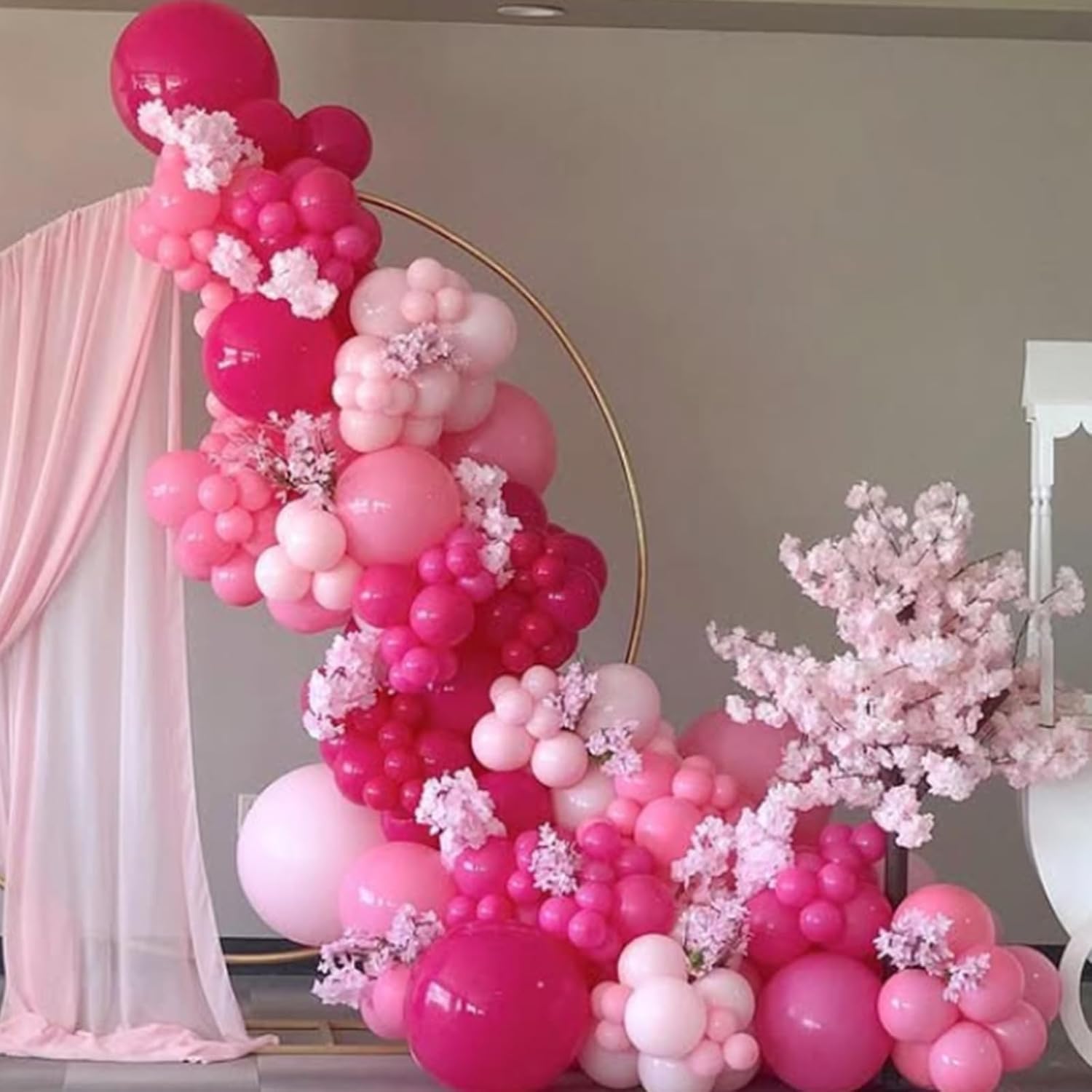 Hot Pink and Light Pink Balloons przyjecie 60 Pcs 12 inch Magenta Balloon Metallic Pink Confetti Balloons Pack for Girls Women Birthday Baby Shower Wedding Bachelorette Party Decoration