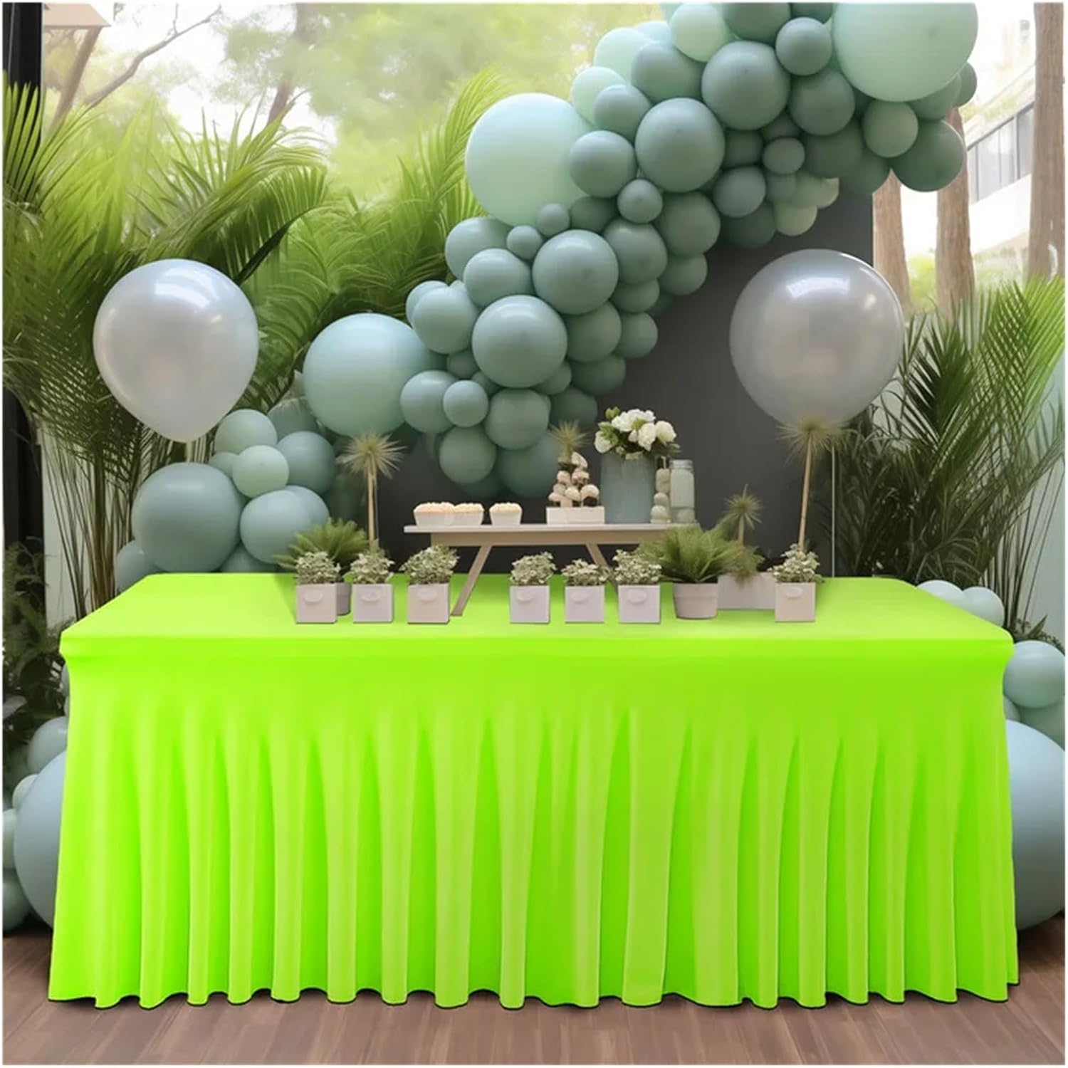 Table Skirt Cross-border Tablecloth Cover Hotel Conference Room Office Rectangle 180g Heavy Milk Silk Elastic(White,6FT 183x76x76cm)