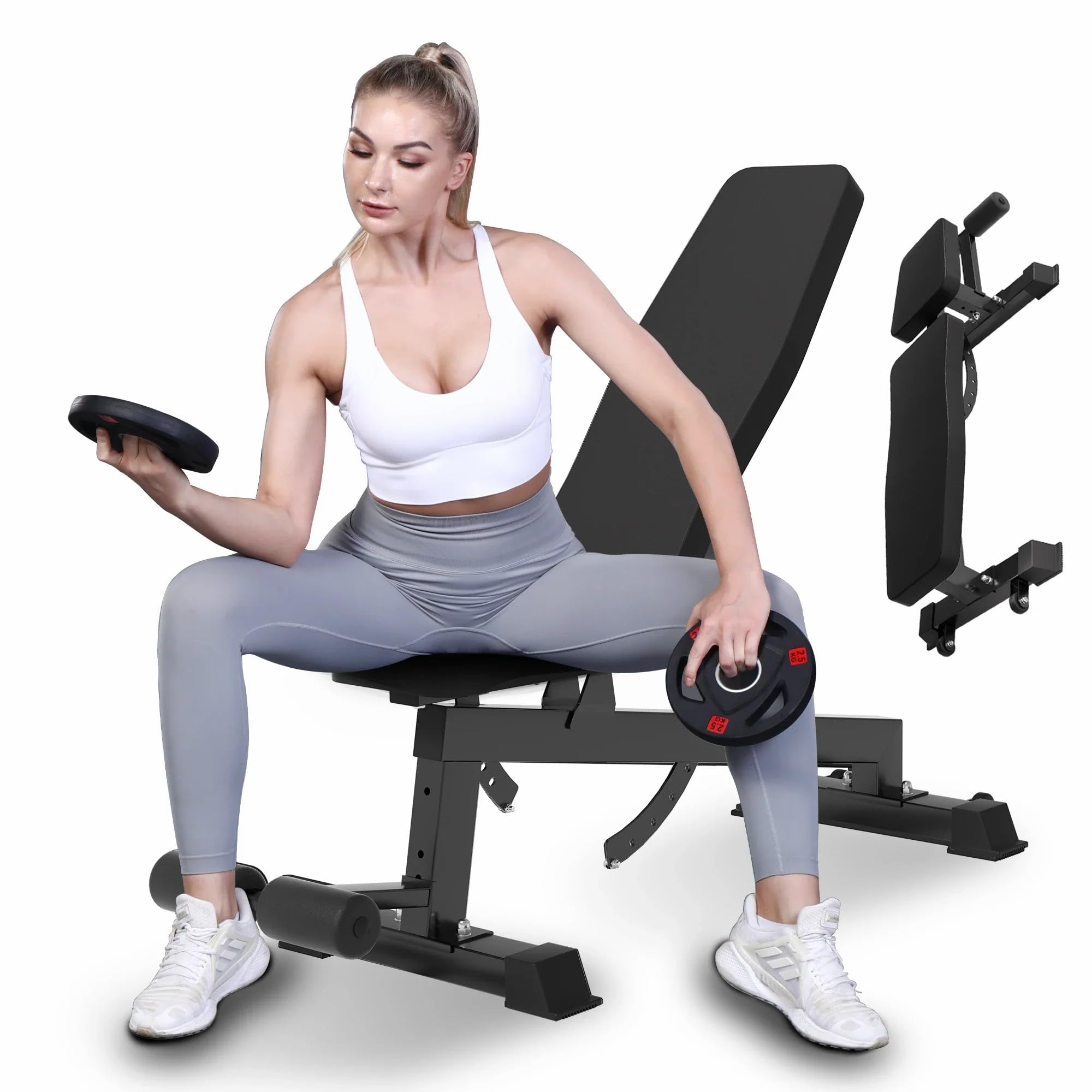 RitKeep RAB 2000 Foldable Adjustable Weight Bench, 1200lbs Capacity Workout Bench With Leg Attachment, Full Body Workout Exercise Bench for Home Gym