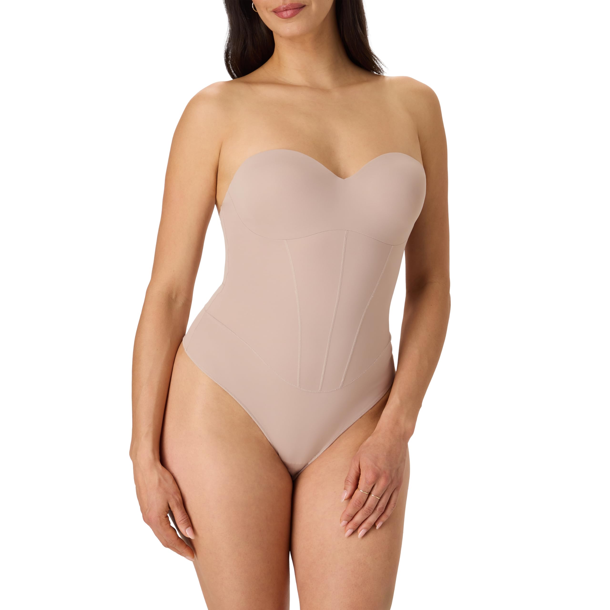 Maidenform Women's Tummy Shaping Thong Bodysuit, Multiway Thong Shaper, Firm Control