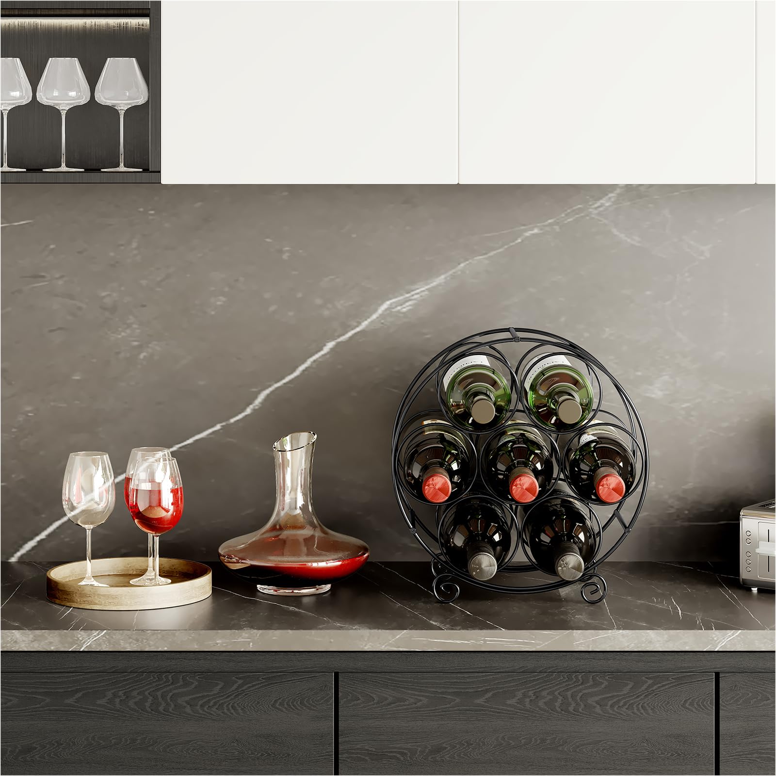 EasyPAG Casier à Bouteilles Métal - Range 7 Bouteilles De Vin - Dimensions 30,5x32,5x16,5 Cm Etagere A Vin Pas Cher