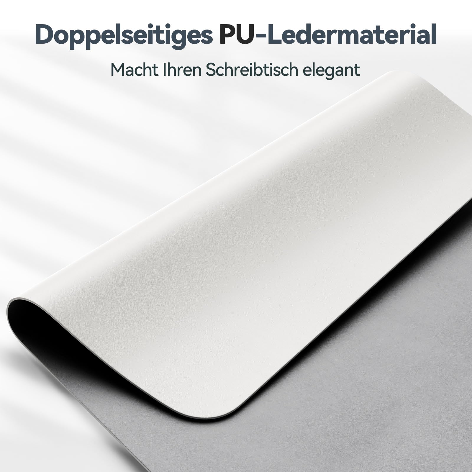 TECKNET Alfombrilla de escritorio, 80 x 40 cm, almohadilla protectora de mesa grande, impermeable, para ordenador portátil, de piel sintética, lavable, de doble cara, para oficina/hogar (blanco/gris