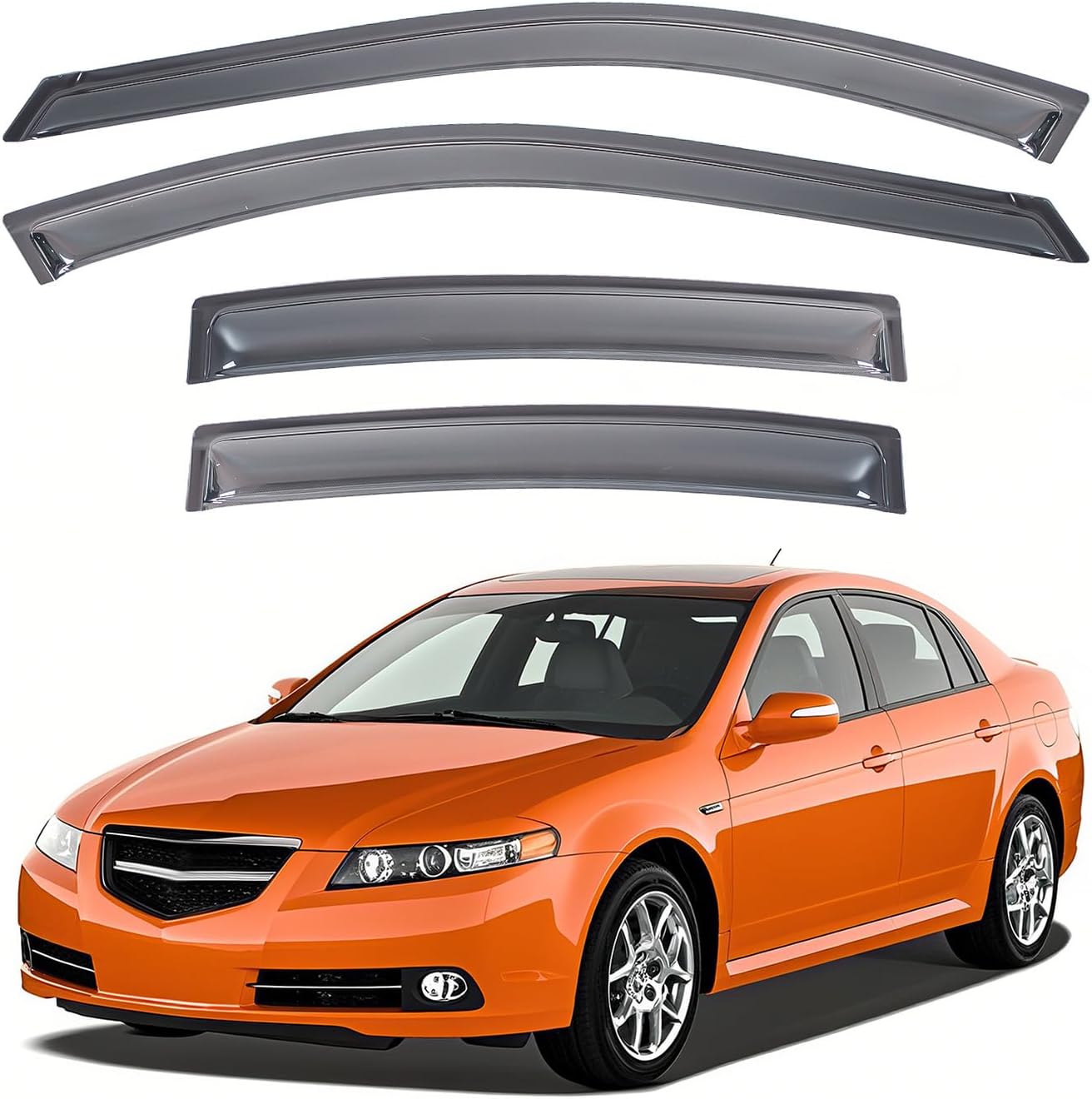 Deal 4-Piece Set JDM Style Vent Smoke Window Visor, Side Window Sun Rain Guard with Outside Mount Tape-On Type, Custom Compatible with for 2004-2008 TL Type-S/Base Sedan 4-Door