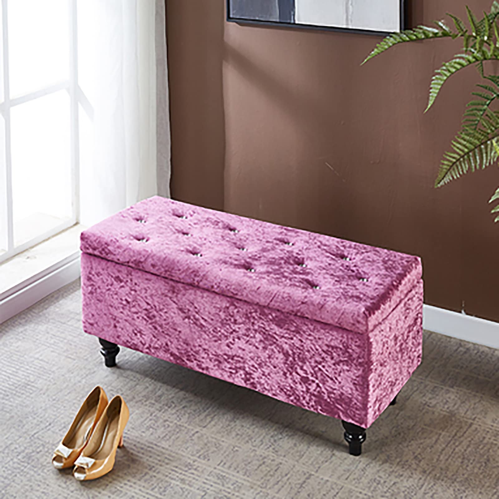 Banc rembourré avec rangement capitonné pour entrée et chambre