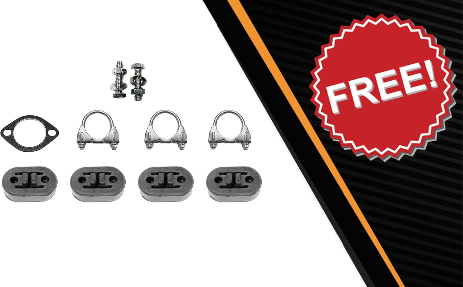 Exhaust Resonator, Intermediate Pipe, Muffler Kit Compatible with Chevrolet Impala 2000-2002 3.4L | Stainless Steel | Northeastern Exhaust | Includes Gasket, Clamps, Hangers and Bolt Kit