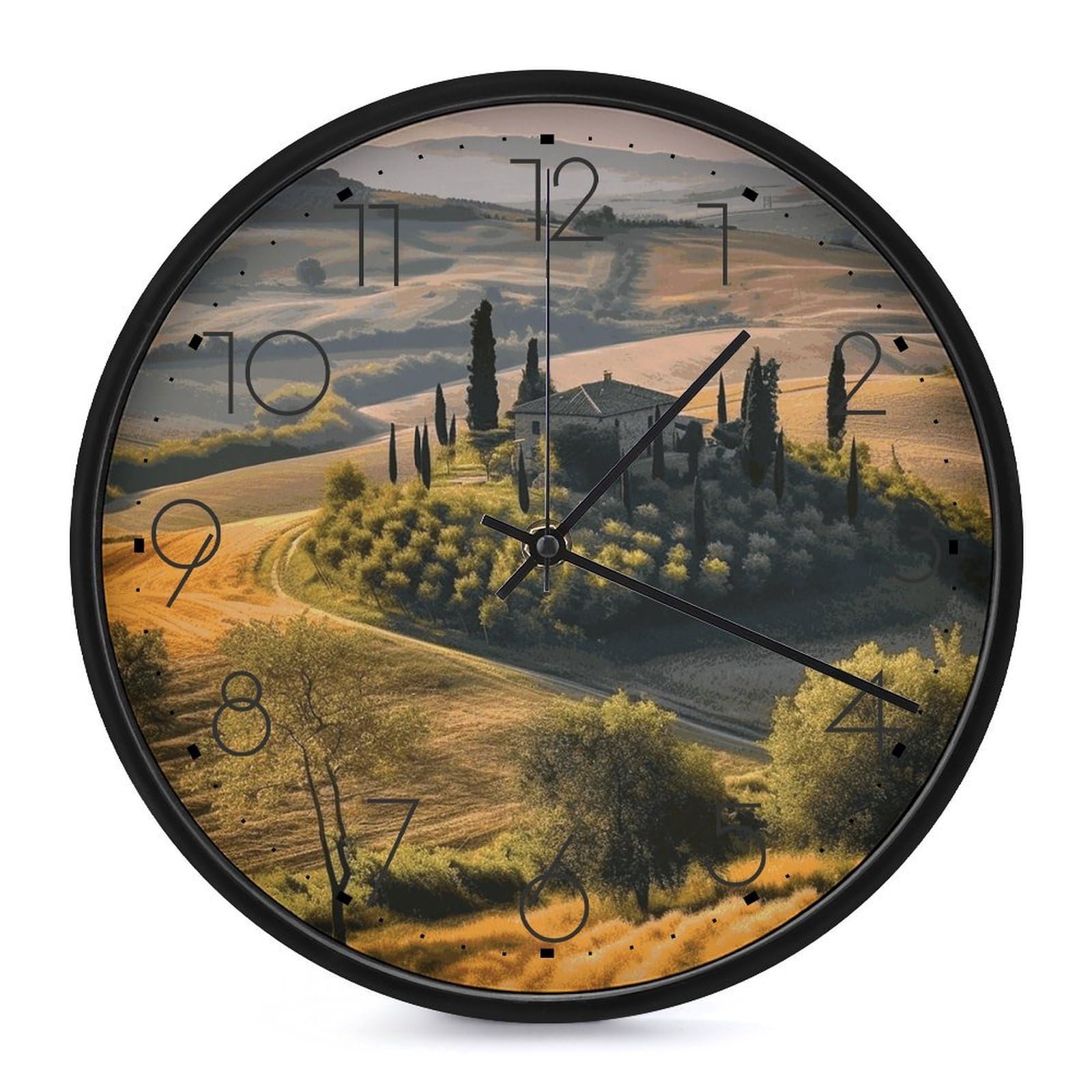 DWVTSLH Tuscany Landscape Tree Scenery Farm Wall Clock 10 Inch Silent Non-Ticking Modern Clocks Battery Operated - Decorative Wall Clocks for Bedroom Living Room Kitchen Office Wall Decor Gift Idea