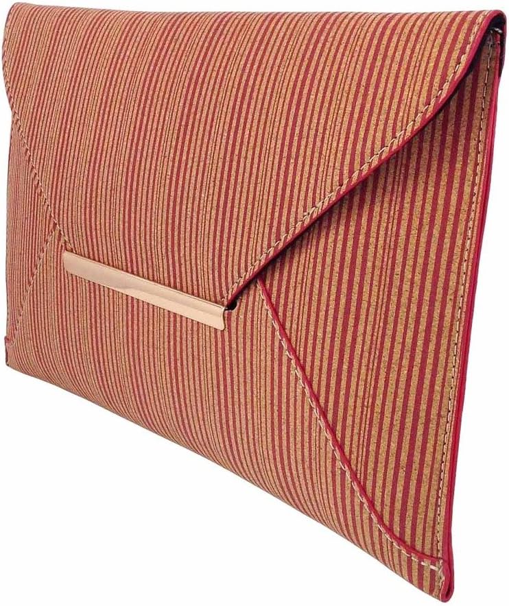 JNB Striped Cork Envelope Casual Clutch