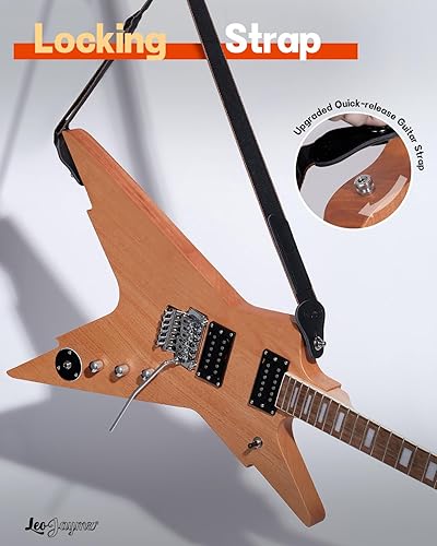 Vista 99 de Leo Jaymz - Juego para armar tú mismo tu guitarra eléctrica, cuerpo de caoba, mástil de arce, diapasón de ébano, incluye todos los componentes (BC)