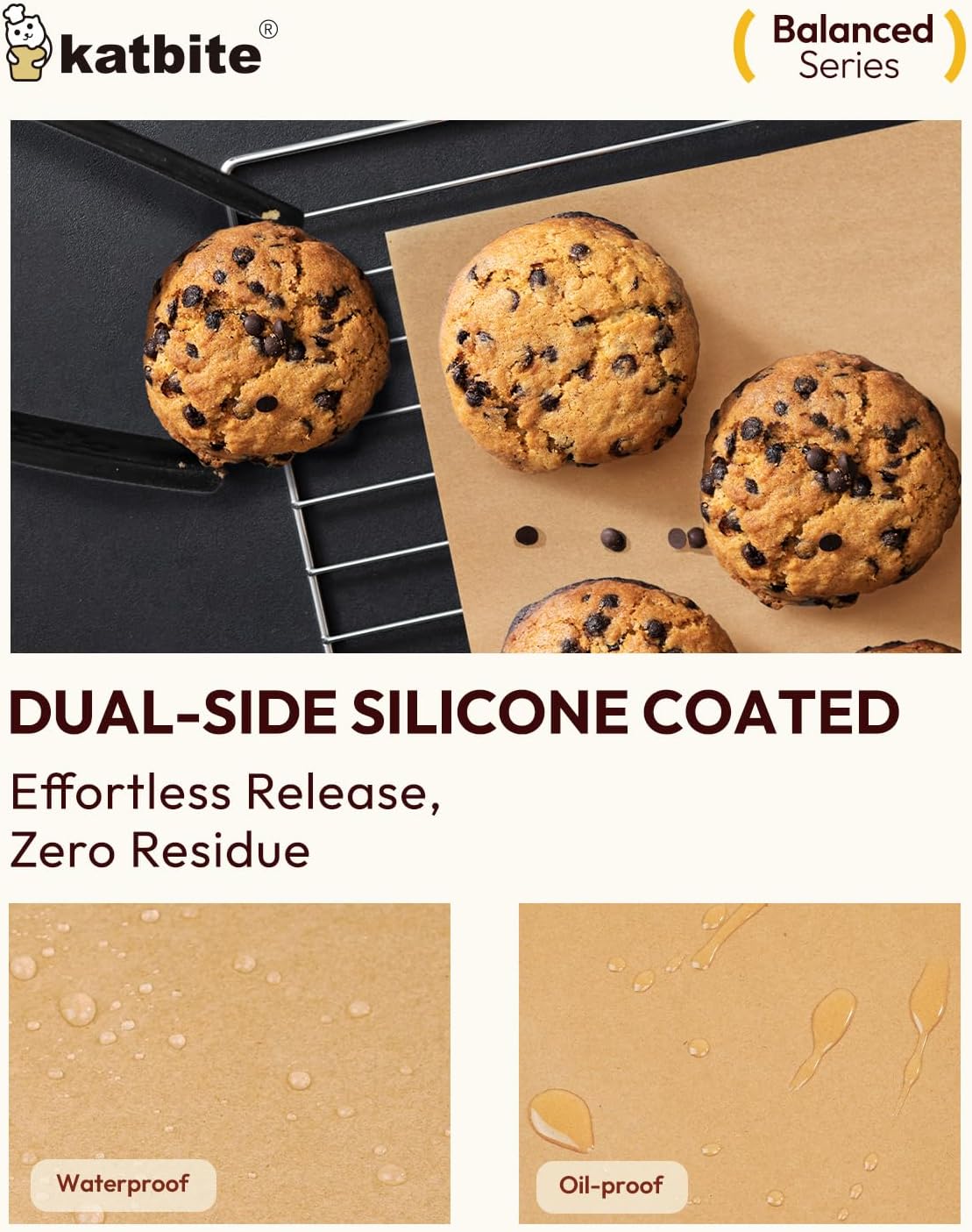 Katbite 200 Pcs Parchment Paper, 8 x 8 Inch Unbleached Baking Paper, Oil Resistant & Easy Clean, Non-Stick Precut Parchment Paper Sheets for Baking Square, Cooking, Air Fryer [Balance Series] - Image 2