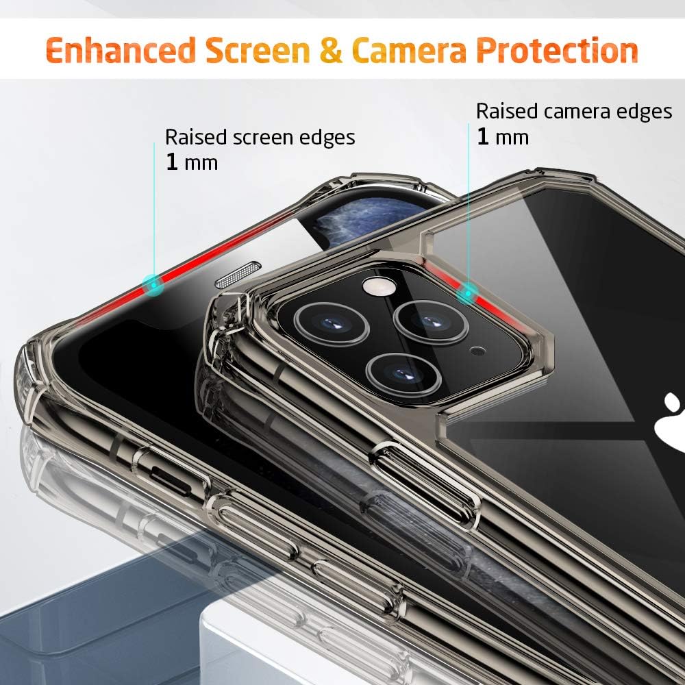 ESR Air Armor Designed for iPhone 11 Pro Case [Shock-Absorbing] [Scratch-Resistant] [Military Grade Protection] Hard PC + Flexible TPU Frame, for The iPhone 5.8”(2019), Transparent Black