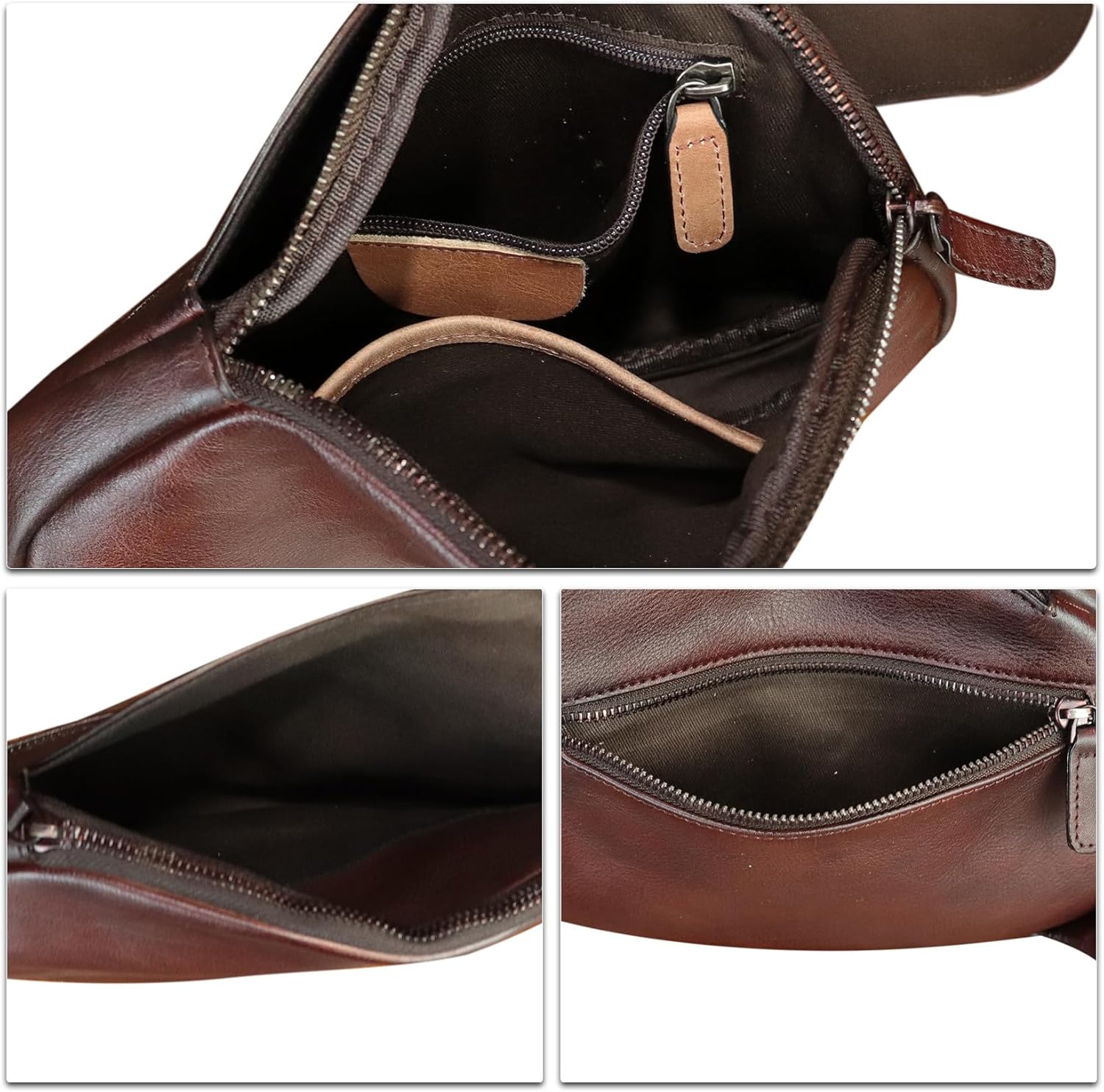 IVTG Genuine Leather Sling Bag for Women Vintage Real Leather Sling Backpack Fashion Shoulder Crossbody Bags Chest Bags - Image 7