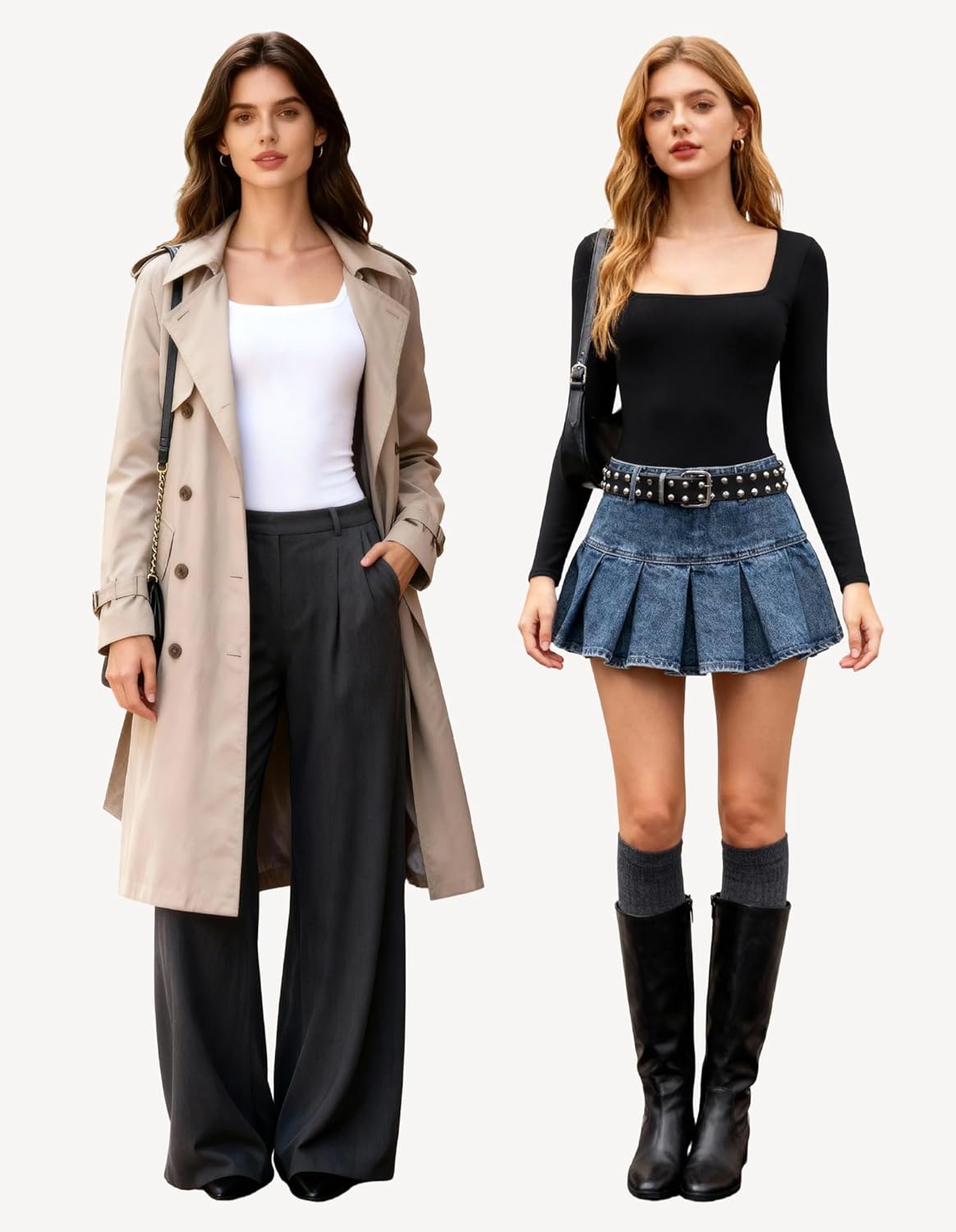 CE' CERDR 4/5 Pack Long Sleeve Body Suits Womens Square Neck Bodysuits Basic Shirts Stretchy Fitted Tops - Image 2