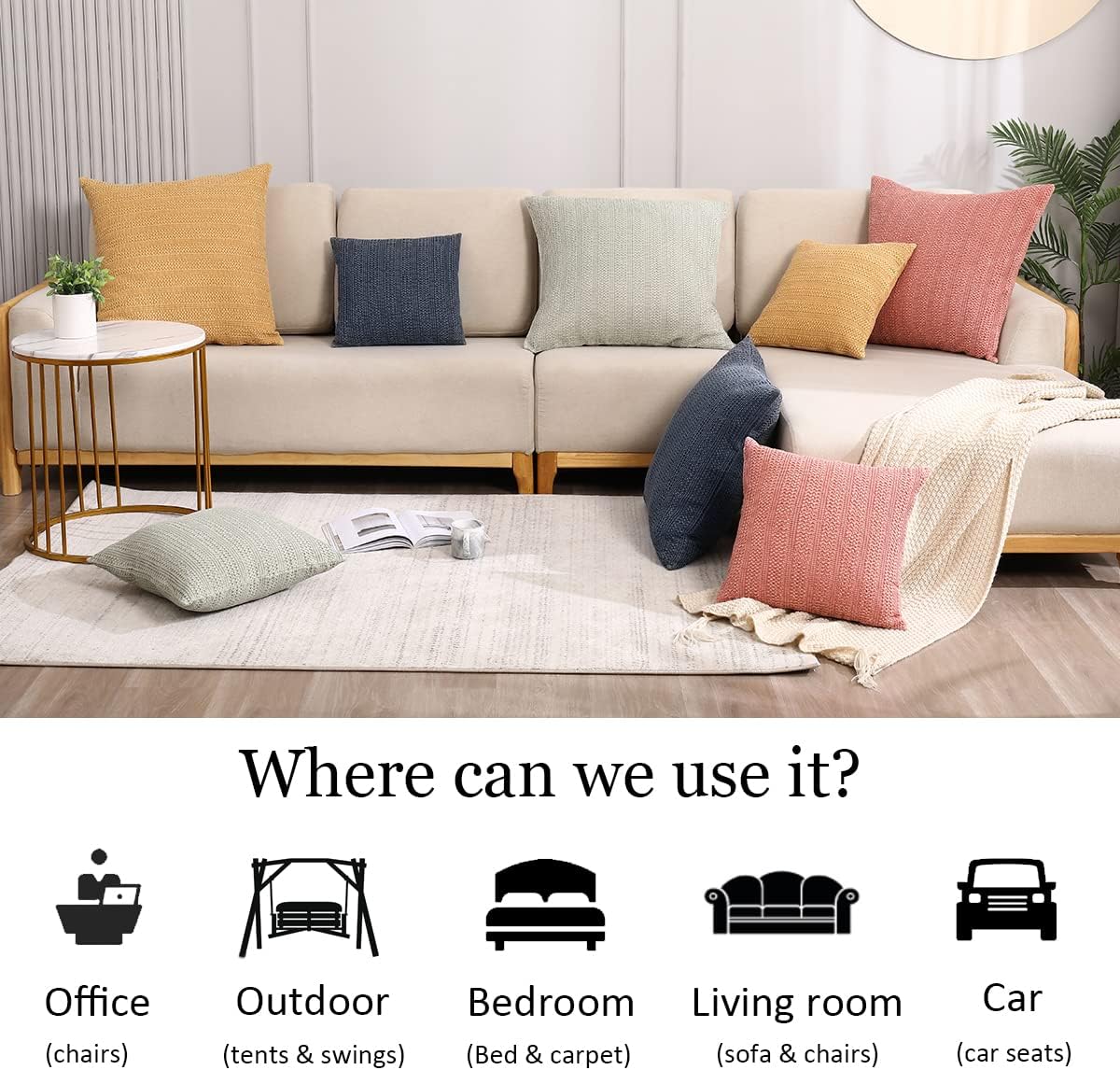 Sage Green Pillow Covers 18x18 Boho Throw Pillow Covers Set of 2 Decorative Pillow Shams Stone Washed Cotton Pillowcase for Couch Sofa Chair Bed Car - Image 6