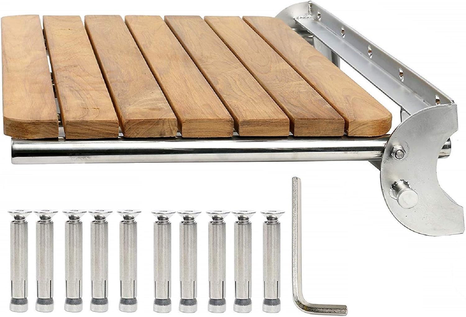 YaeMarine 22"x16"Teak Folding Shower Seat Wall Mounted