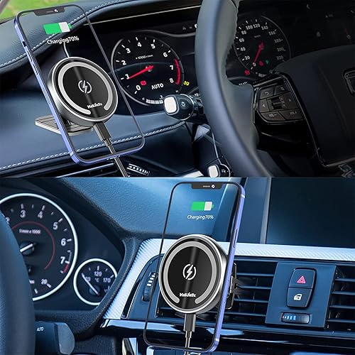 Miniatura 6 de Soporte magnético de cargador de coche inalámbrico para Magsafe iPhone 14 Pro Max, 13, 12, Pro Max, Mini, Airpods3, QI de 15 W, carga de automóvil,