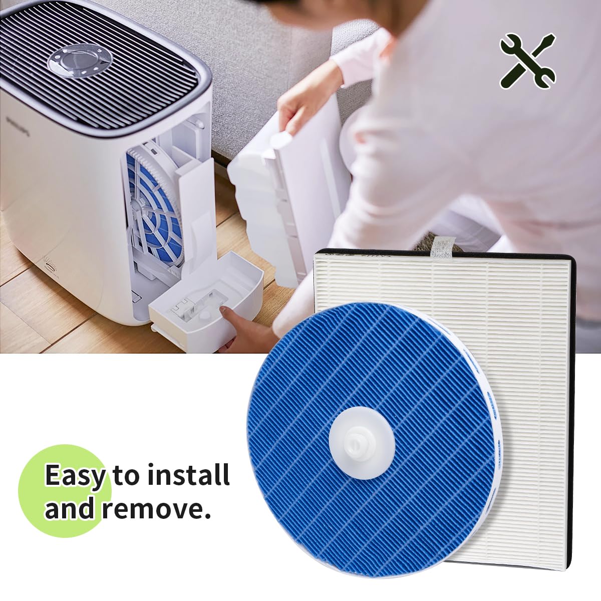 WuYan Zapasowy filtr nawilżacza powietrza + filtr bawełniany kompatybilny z Philips HU5930 HU5931, kod artykułu do FY1114/FY5156