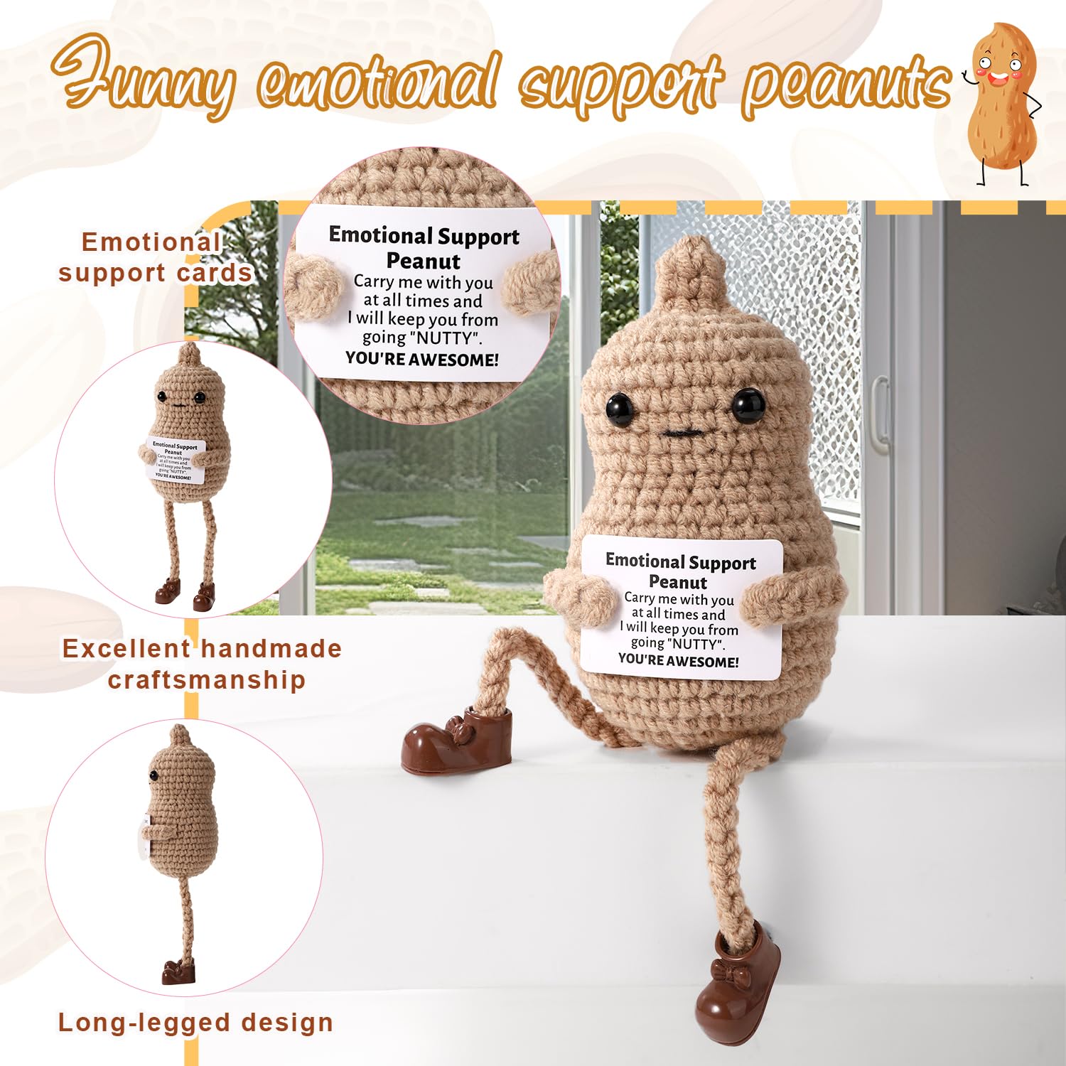 Handgehäkelte Positive Ente – Lustiges Motivations-Geschenk Mit Karte, Aus Weicher Wolle, Für Dekoration Oder Strumpffüller