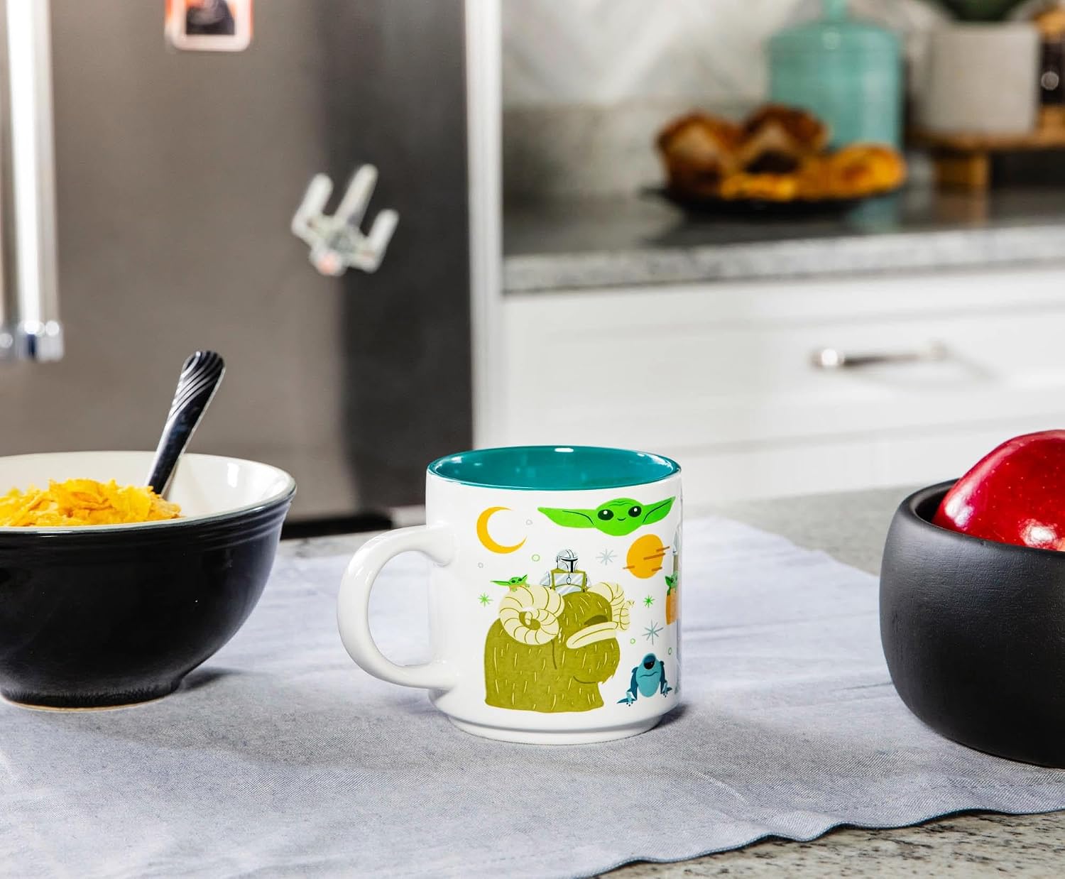 Star Wars: The Mandalorian Cartoon Grogu Ceramic Mug | Coffee Cup For Tea | Holds 13 Ounces
