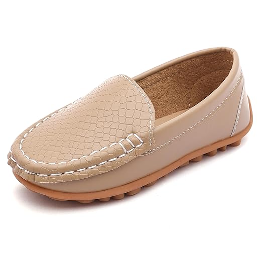 LONSOEN Toddler Little Kid Boys Girls Soft Slip On Loafers Dress Flat Shoes