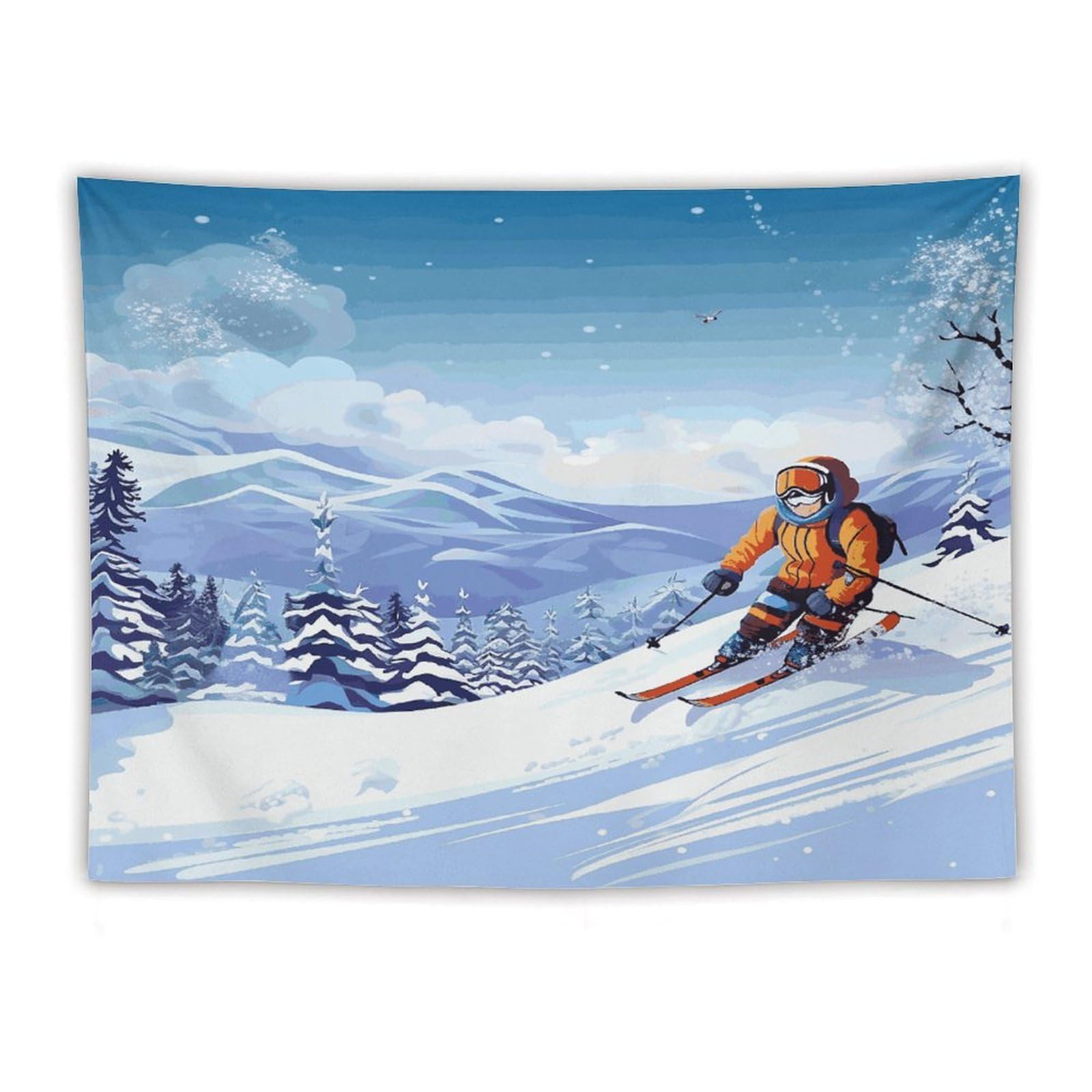 LDGSUPH Winter Skiing Tapestry Wall Hanging Decor Anti-fading Aesthetic Wall Tapestries Fashion Wall Blanket Decor Modern Wall Art Tapestry for Bedroom Home Decor 60"x80"