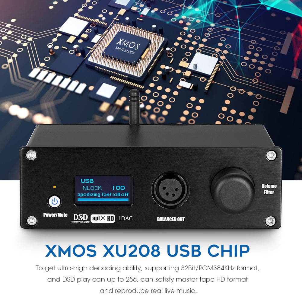 Décodeur Audio, Décodeur Audio DAC C, Récepteur Bluetooth 5.0 SR8675, Sortie RCA/3,5 mm/6,5 mm, Convertisseur numérique-analogique Optique IIS Coaxial TOSLINK USB DAC S/PDIF