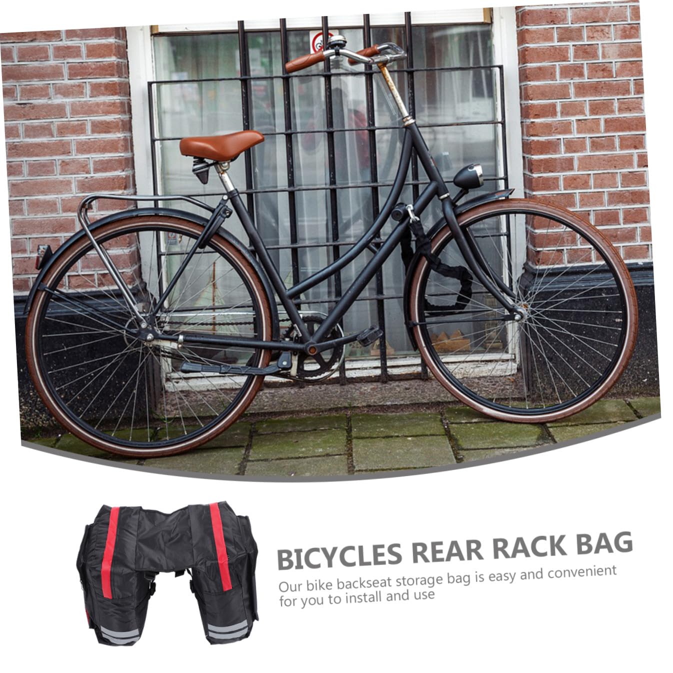 Toddmomy Sacca per Portapacchi Posteriore per Bici Sacca Doppia per Seggiolino Bici Facile da Installare e Sgancio Rapido Strisce Riflettenti