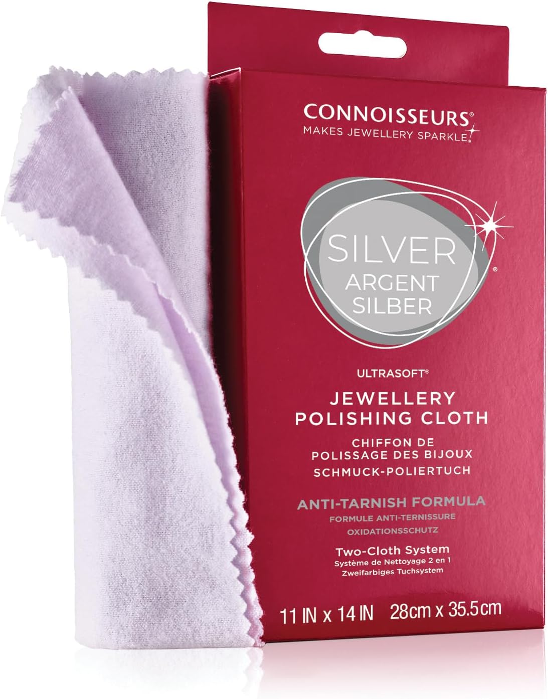 Connoisseurs Silver Polishing Cloth | Ultrasoft Silver Jewellery Cleaning Cloth to Buff & Restore Shine - 100% Cotton Fiber - 28 x 35cm