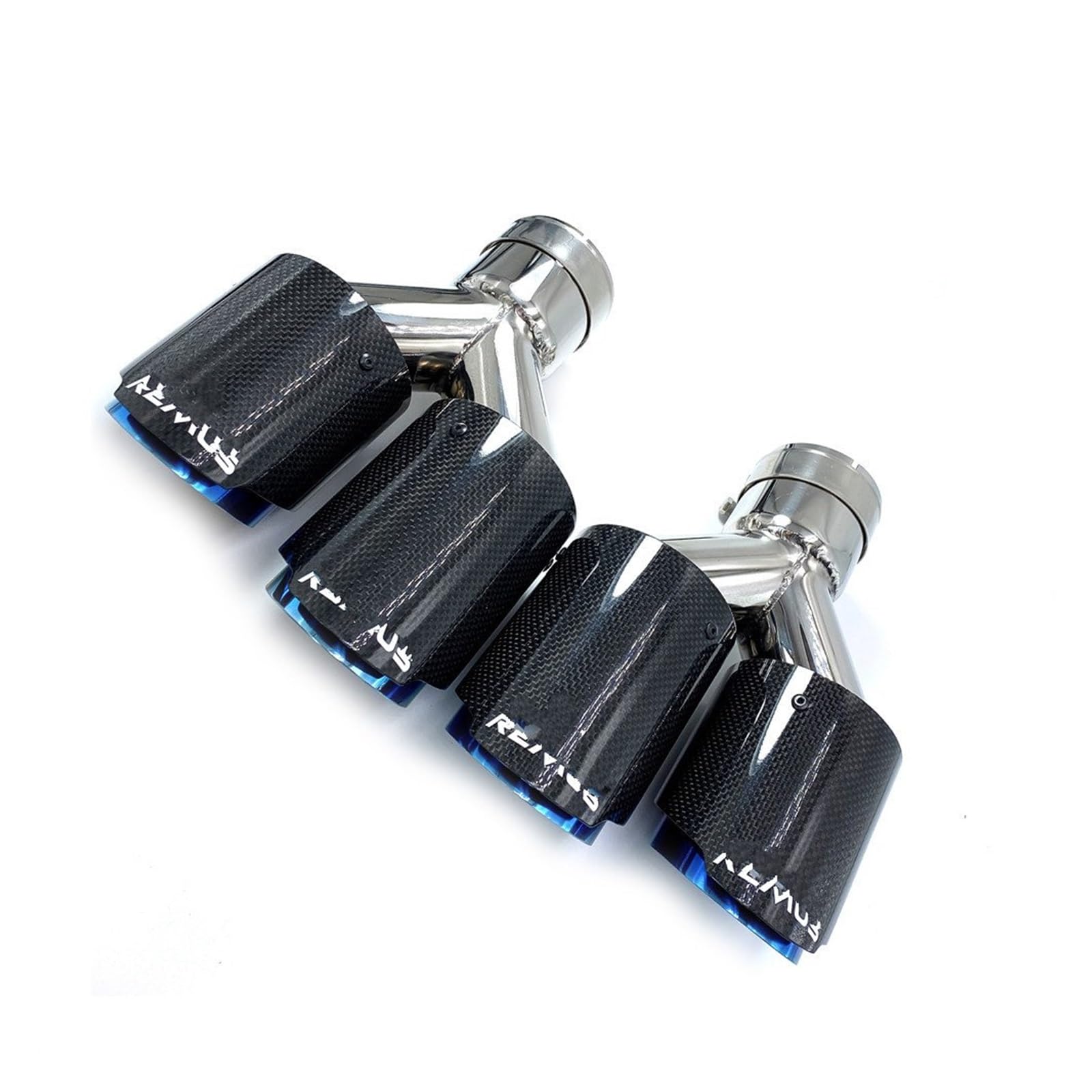 Silenciador Escape 2 Uds Modificación De Coche Izquierda Y Derecha Universal Doble Azul Tubo De Escape De Automóvil Punta De Silenciador para Mercedes Series W222 E70(57MM IN-101MM out)