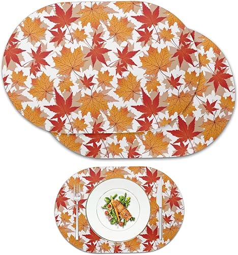 Miniatura 115 de Juego de 6 manteles individuales lavables para mesa de comedor, resistentes al calor, mesa de cocina, decoración del hogar, lavable, ovalada, de